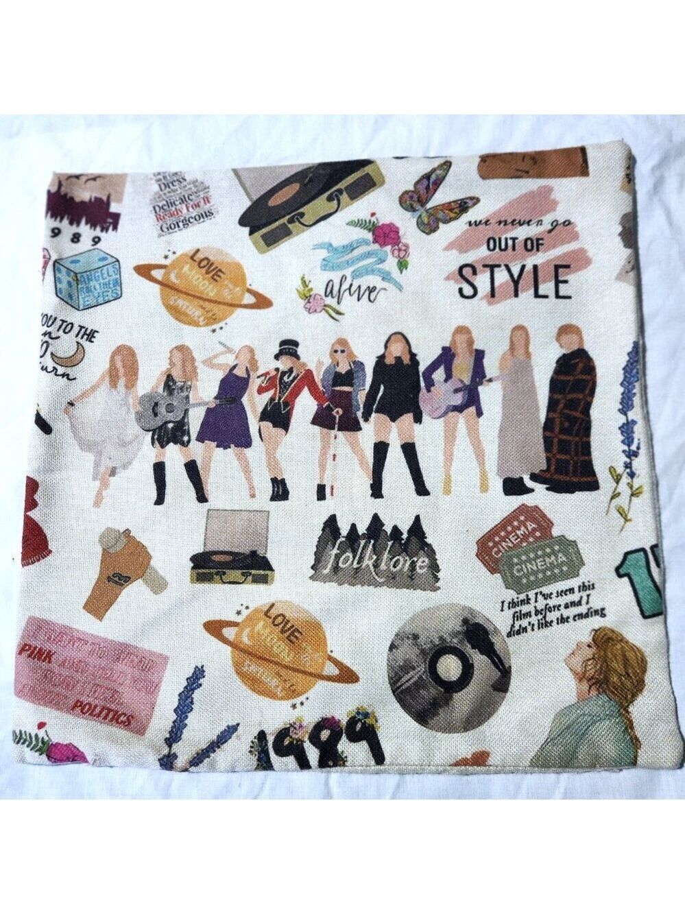 Taylor Swift Cushion Cover album Titles Zippered Pillow Case 17.5" x 17.5"